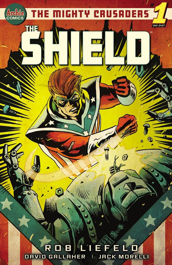 Francesco Francavilla variant cover to The Mighty Crusaders: The Shield #1, by Rob Liefeld and David Gallaher, in stores June 30th from Archie Comics