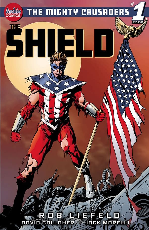 Aaron Lopresti variant cover to The Mighty Crusaders: The Shield #1, by Rob Liefeld and David Gallaher, in stores June 30th from Archie Comics
