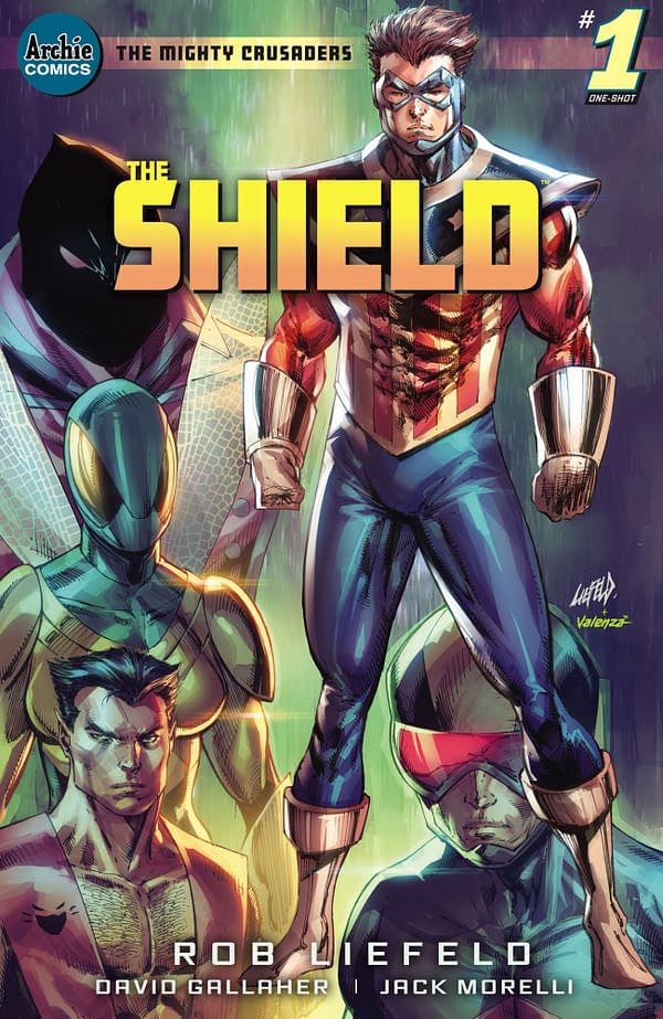 Secret Rob Liefeld variant cover to The Mighty Crusaders: The Shield #1, by Rob Liefeld and David Gallaher, in stores June 30th from Archie Comics
