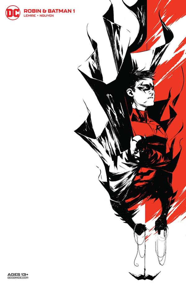 Variant cover for ROBIN & BATMAN #1 (OF 3), by (W) Jeff Lemire (A/CA) Dustin Nguyen, in stores Tuesday, November 9, 2021 from DC Comics