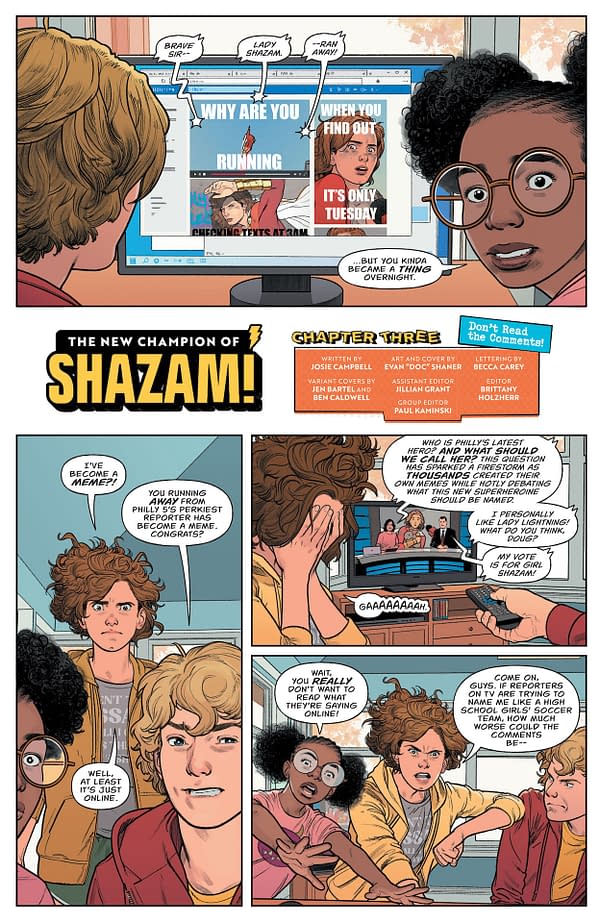 Interior preview page from New Champion of Shazam #3