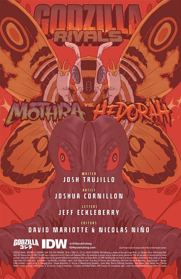 Interior preview page from GODZILLA RIVALS: MOTHRA VS HEDORAH #1 JOSHUA CORNILLON COVER