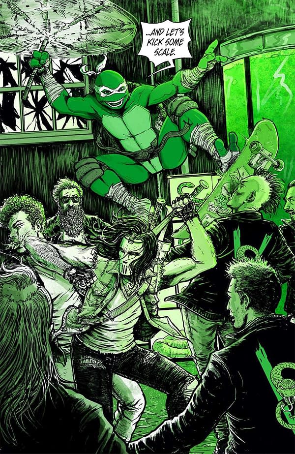 Interior preview page from TMNT: BLACK WHITE AND GREEN #2 TYLER BOSS COVER