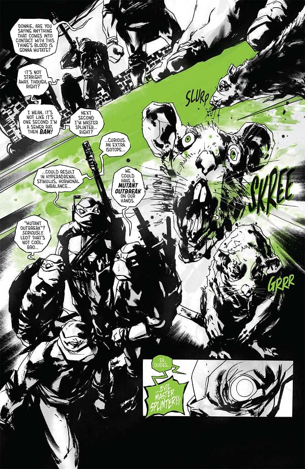 Interior preview page from TMNT: BLACK, WHITE, AND GREEN #3 JOCK COVER