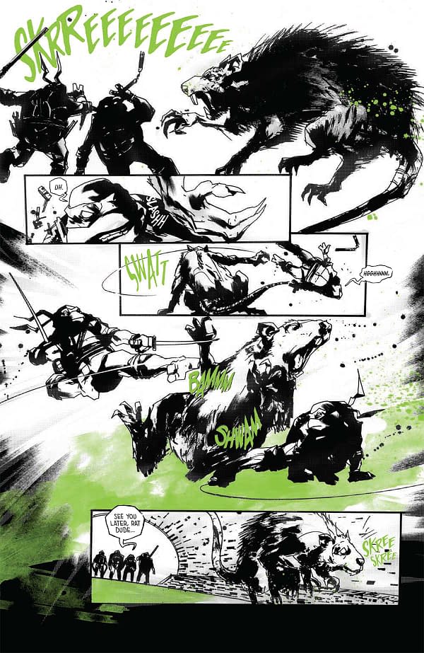 Interior preview page from TMNT: BLACK, WHITE, AND GREEN #3 JOCK COVER