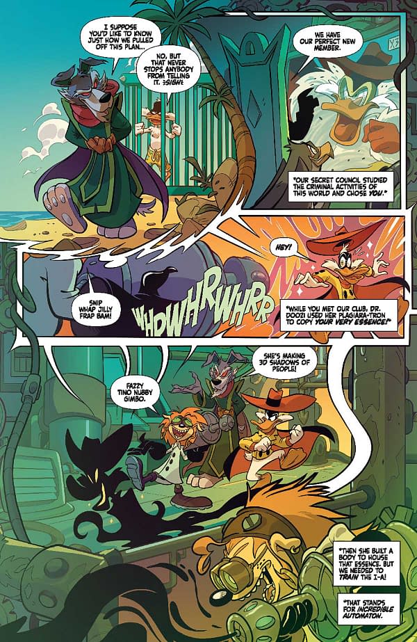 Preview page from FEB240274 Negaduck #8, by (W) Jeff Parker (A) Ciro Cangialosi (CA) Drew Moss, in stores Wednesday, September 18, 2024 from DYNAMITE