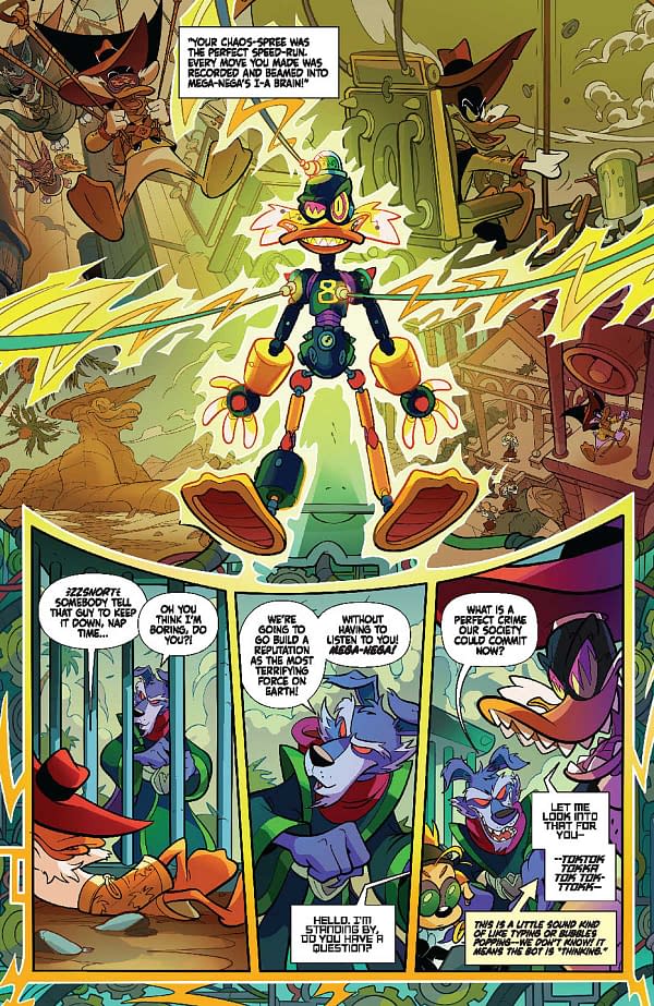 Preview page from FEB240274 Negaduck #8, by (W) Jeff Parker (A) Ciro Cangialosi (CA) Drew Moss, in stores Wednesday, September 18, 2024 from DYNAMITE