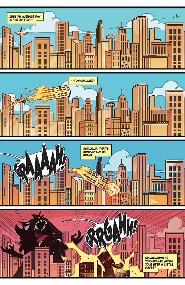 Preview image from JUL240176 Powerpuff Girls #3, by (W) Kelly Thompson (A) Karen Darboe (CA) Leonardo Romero, in stores Wednesday, September 18, 2024 from DYNAMITE