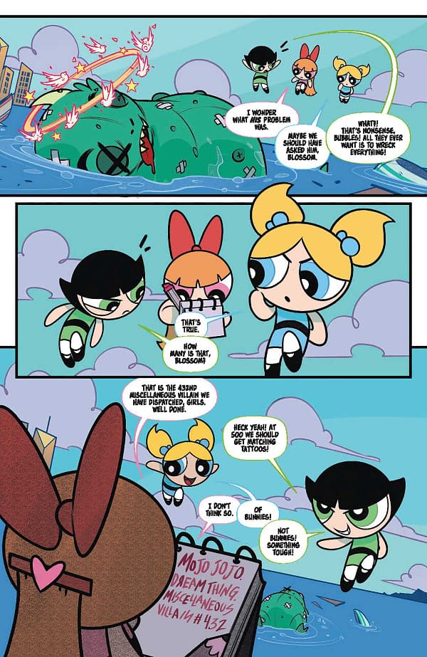 Preview image from JUL240176 Powerpuff Girls #3, by (W) Kelly Thompson (A) Karen Darboe (CA) Leonardo Romero, in stores Wednesday, September 18, 2024 from DYNAMITE