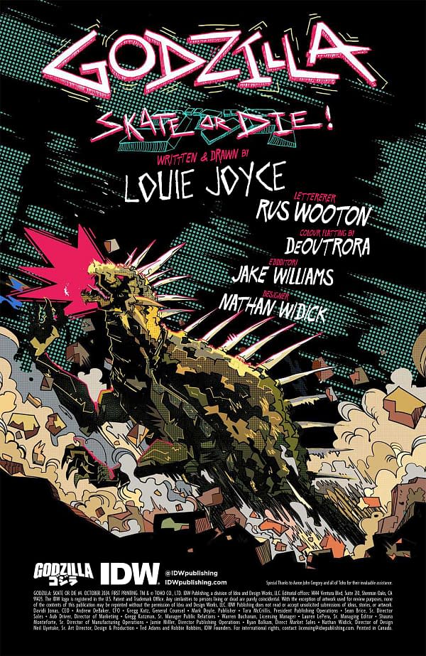 Interior preview page from GODZILLA: SKATE OR DIE #4 LOUIE JOYCE COVER