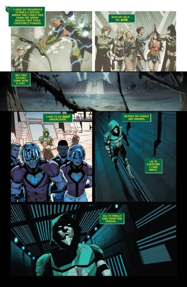 Preview page from 0824DC129 Green Arrow #17 Taurin Clarke Cover, by (W) Joshua Williamson, Chris Condon (A) Amancay Nahuelpan, Montos (CA) Taurin Clarke, in stores Wednesday, October 23, 2024 from DC Comics