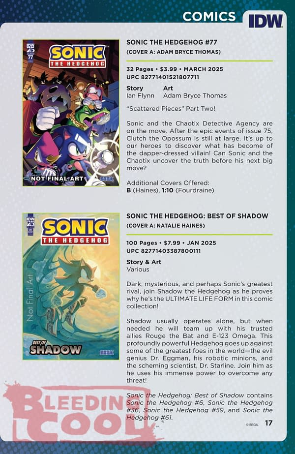 IDW January 2025 Solicits