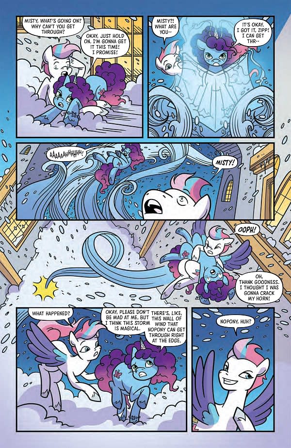 Interior preview page from MY LITTLE PONY: THE STORM OF ZEPHYR HEIGHTS #2 JUSTASUTA COVER