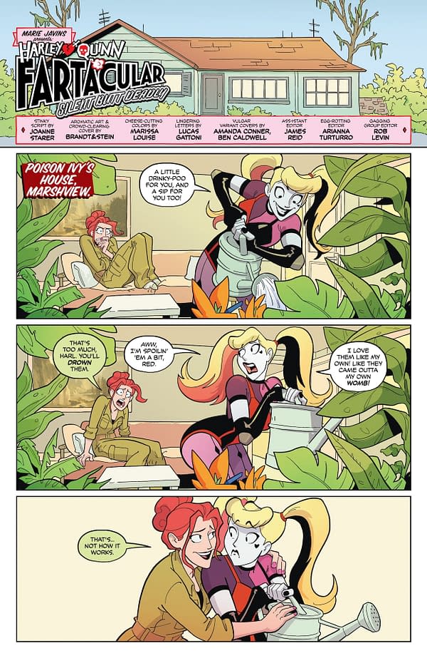 Interior preview page from Harley Quinn Fartacular: Silent Butt Deadly #1