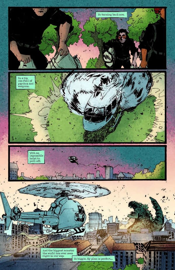 Interior preview page from GODZILLA: HEIST #2 BOB EGGLETON COVER
