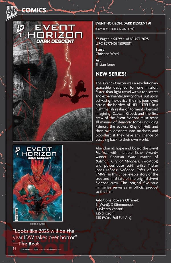 IDW August Full 2025 Solicits - Event Horizon, Valiant, Shredder, TMNT Journeys