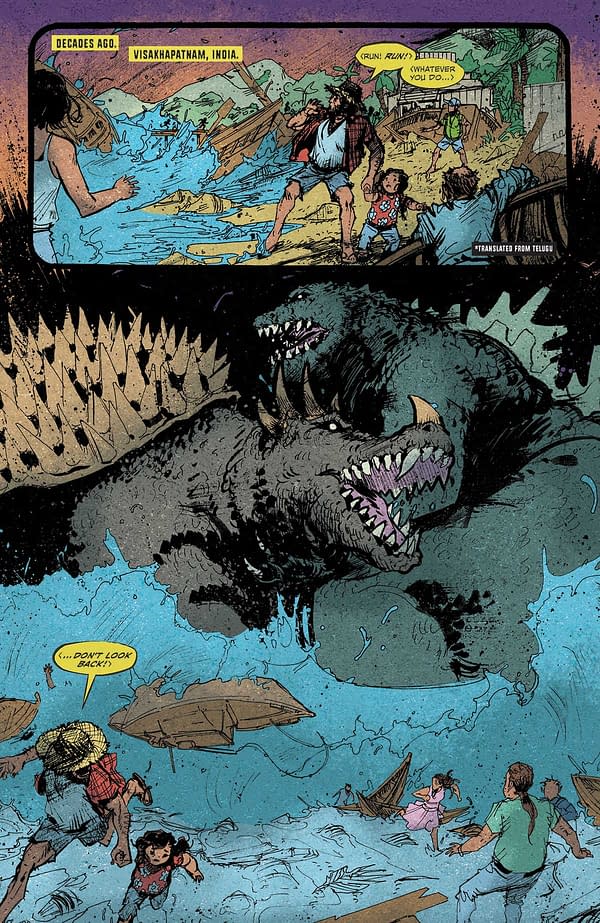 Interior preview page from GODZILLA HEIST #3 BOB EGGLETON COVER