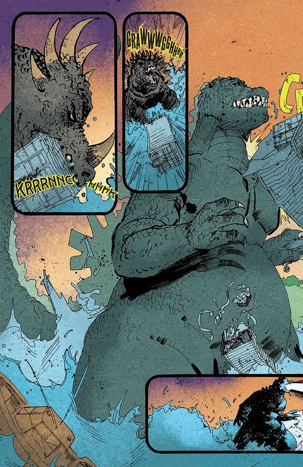 Interior preview page from GODZILLA HEIST #3 BOB EGGLETON COVER