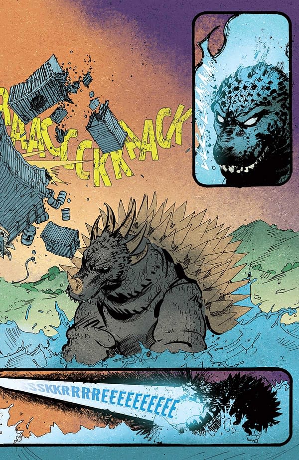 Interior preview page from GODZILLA HEIST #3 BOB EGGLETON COVER