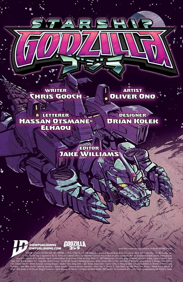 Interior preview page from STARSHIP GODZILLA #1 OLIVER ONO COVER