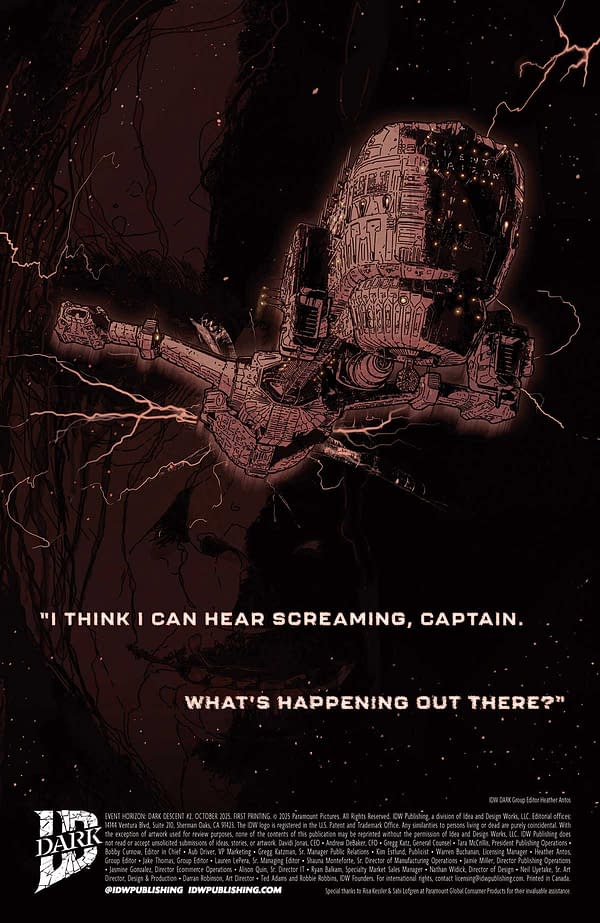 Interior preview page from EVENT HORIZON: DARK DESCENT #2 JEFFREY LOVE COVER