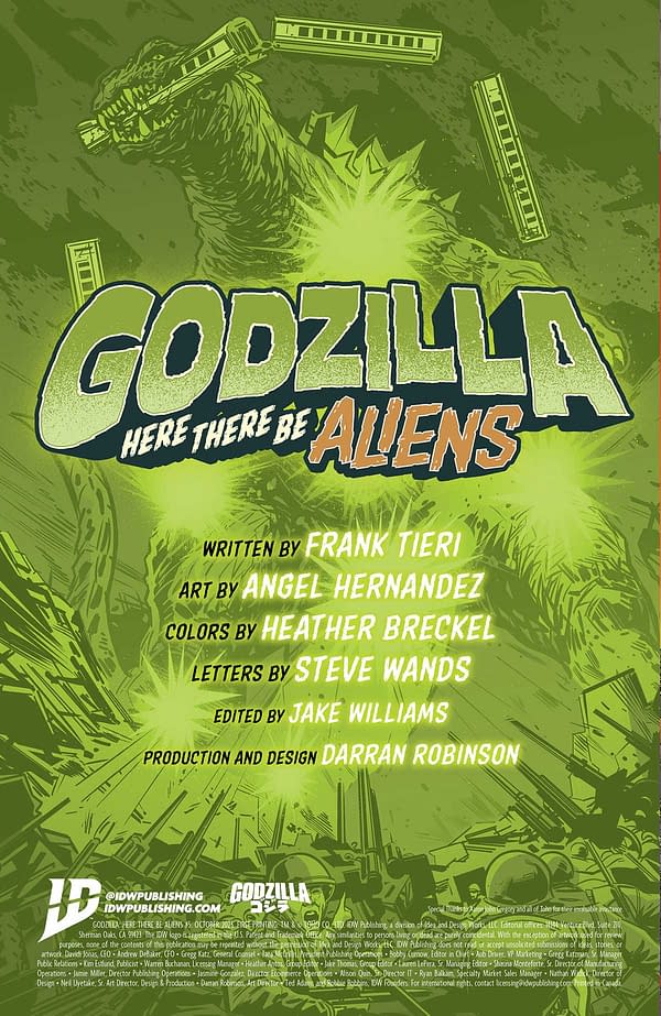Interior preview page from GODZILLA: HERE THERE BE ALIENS #5 FERO PE COVER