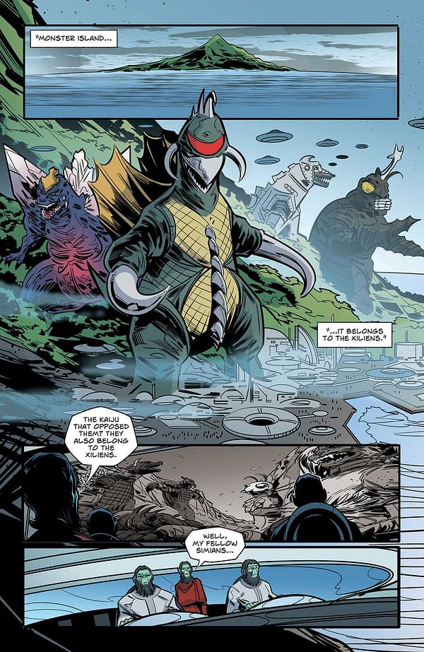Interior preview page from GODZILLA: HERE THERE BE ALIENS #5 FERO PE COVER