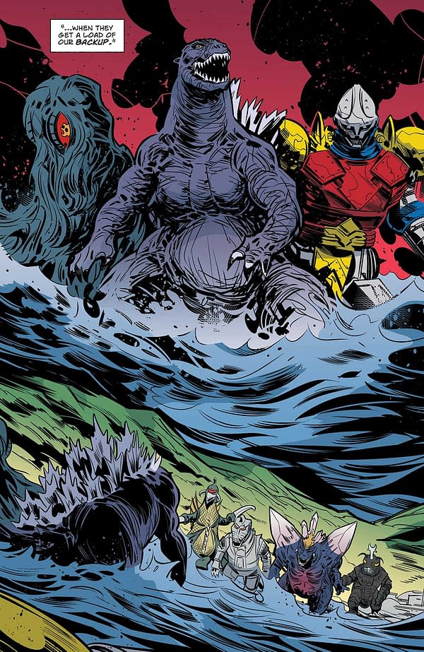 Interior preview page from GODZILLA: HERE THERE BE ALIENS #5 FERO PE COVER