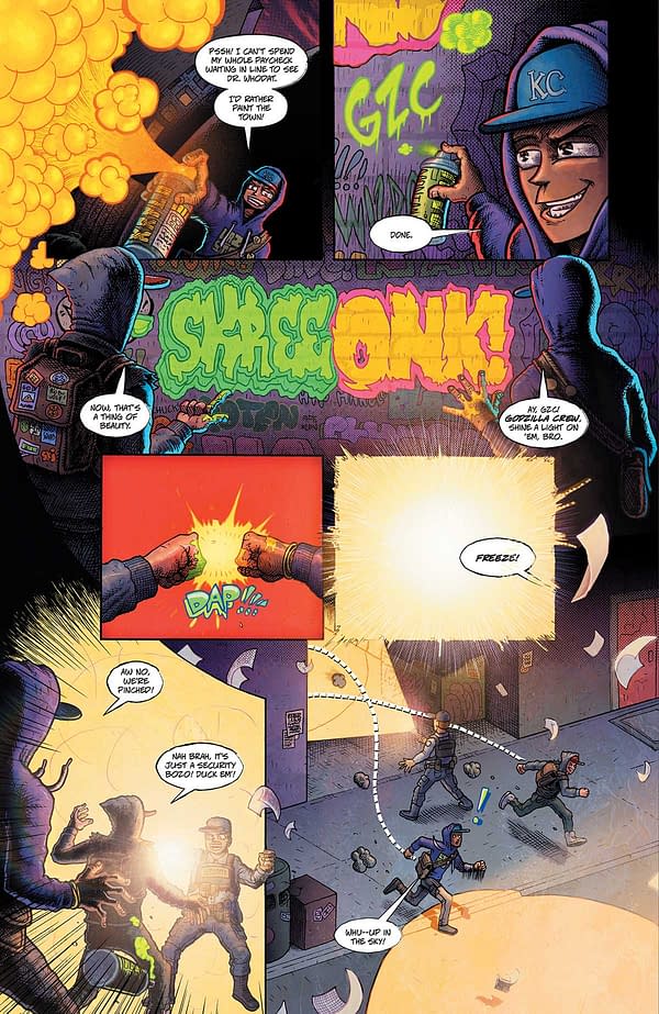 Interior preview page from GODZILLA VS. AMERICA: KANSAS CITY FREDDIE E. WILLIAMS II COVER