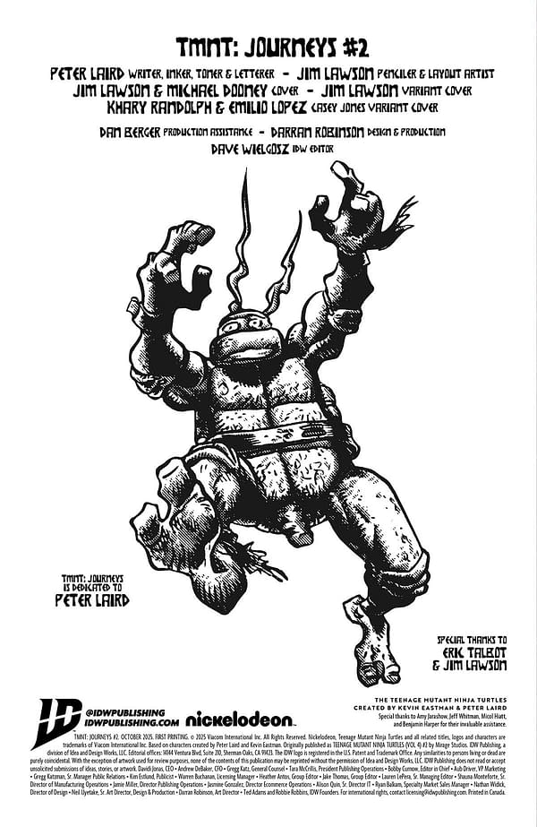 Interior preview page from TMNT: JOURNEYS #2 PETER LAIRD COVER