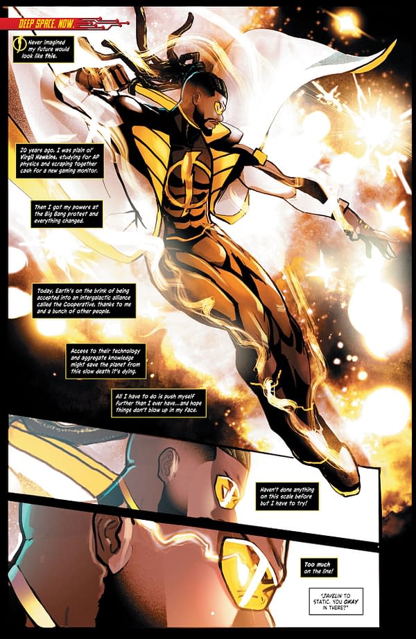 Interior preview page from Batman/Static Beyond #1