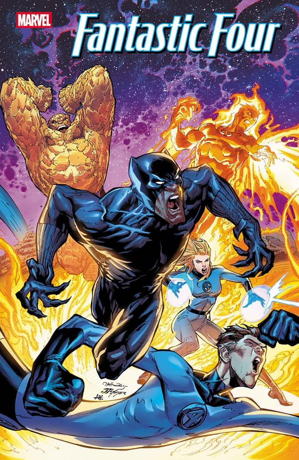 Cover image for FANTASTIC FOUR #8 NETHO DIAZ BLACK PANTHER VARIANT