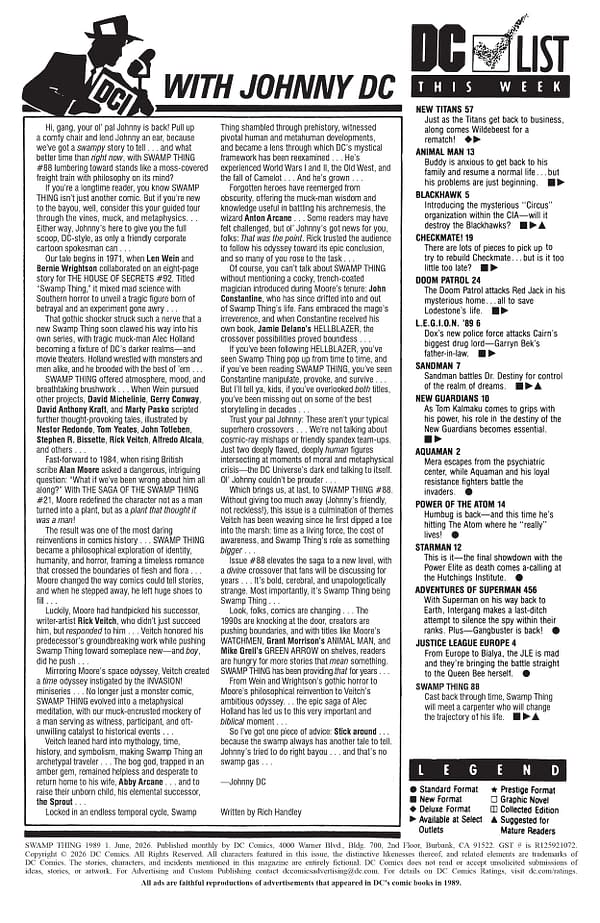 Interior preview page from Swamp Thing 1989 #1