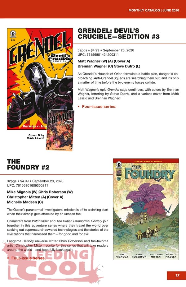 Dark Horse Comics September 2026 Full Solicits
