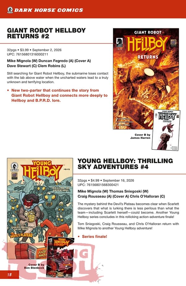 Dark Horse Comics September 2026 Full Solicits