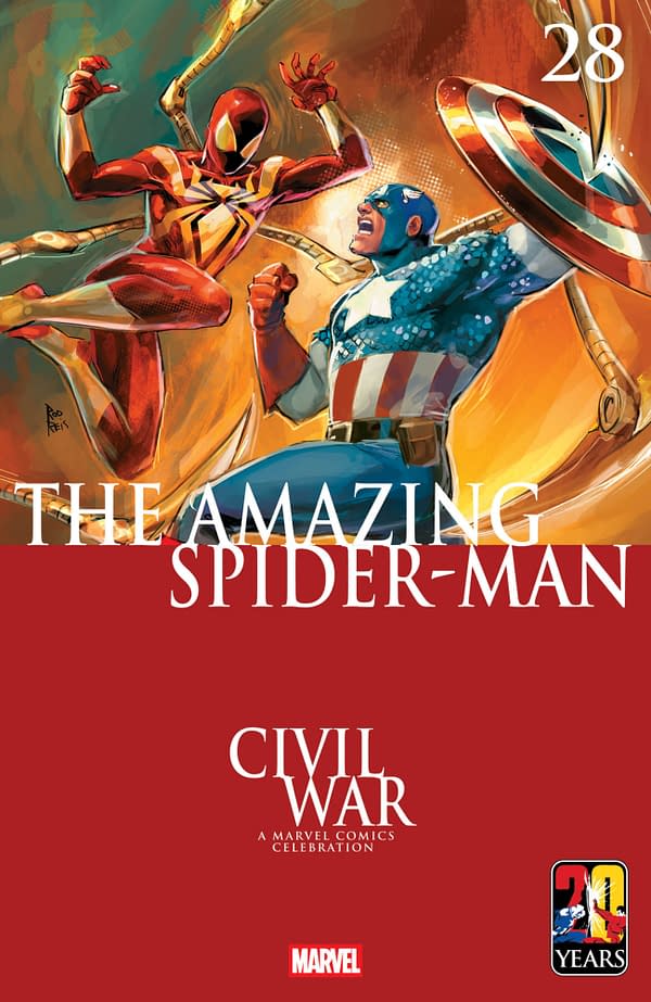 Cover image for AMAZING SPIDER-MAN #28 ROD REIS CIVIL WAR CELEBRATION VARIANT