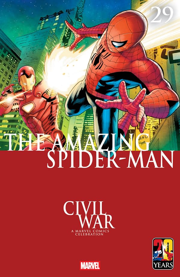 Cover image for AMAZING SPIDER-MAN #29 GREG LAND CIVIL WAR CELEBRATION VARIANT