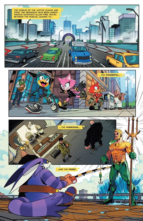 Interior preview page from DC x Sonic the Hedgehog: The Metal Legion #1