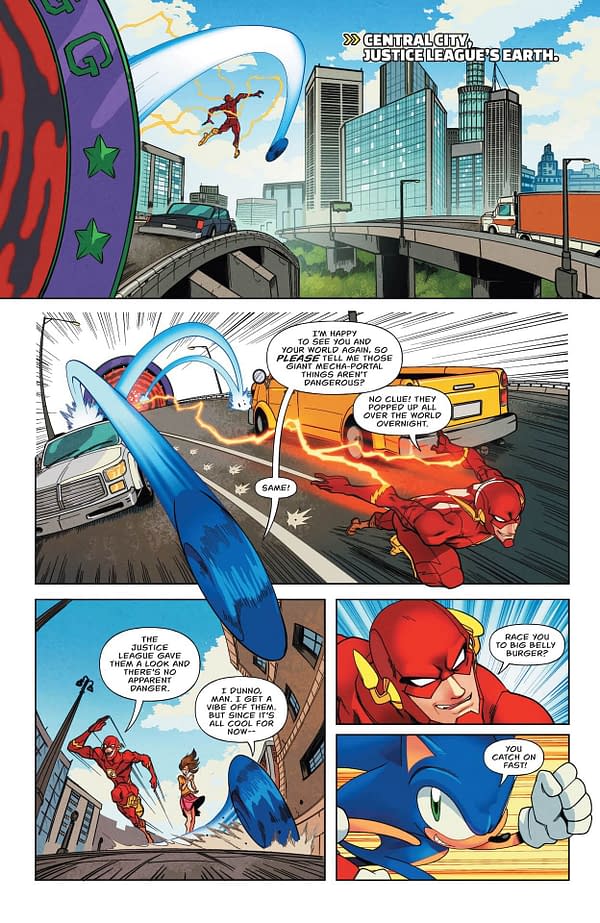 Interior preview page from DC x Sonic the Hedgehog: The Metal Legion #1