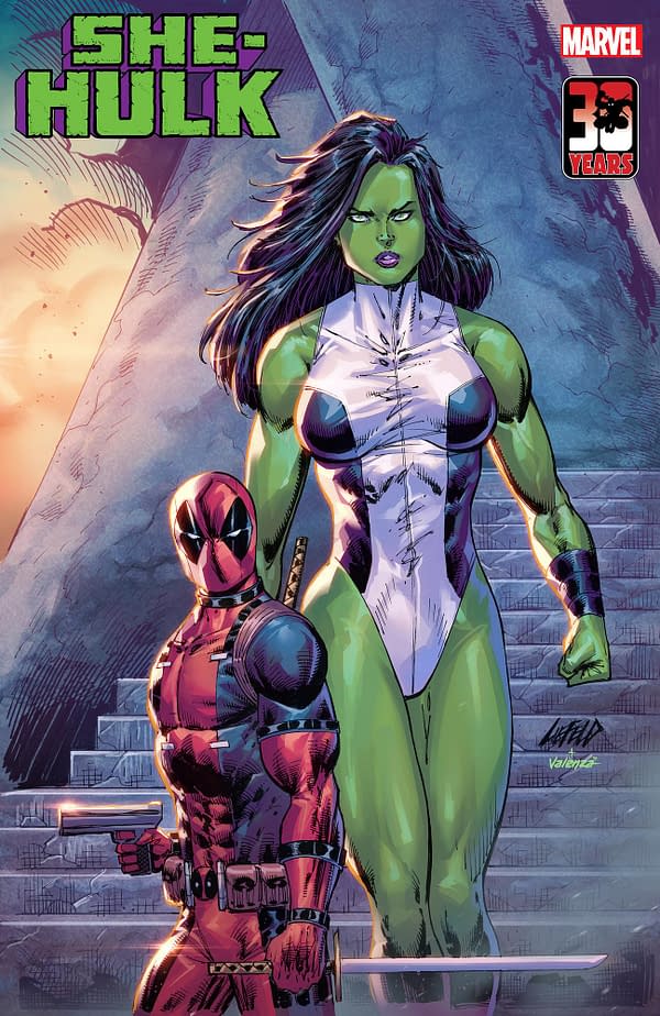 Cover image for SHE-HULK 1 LIEFELD DEADPOOL 30TH VARIANT