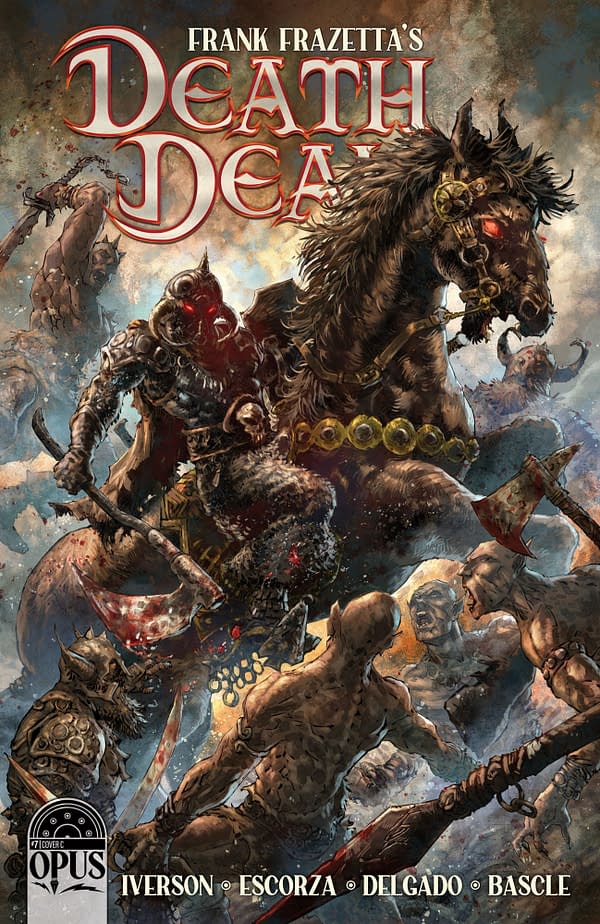 Preview Frank Frazetta's Death Dealer #7, by Mitch Iverson, Esau, and Isaac Escorza, in stores November 16th from Opus Comics