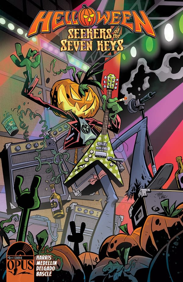 Cover B by Troy Little for Helloween #3 by joe Harris and Axel Medellin, in stores December 28th from Opus Comics