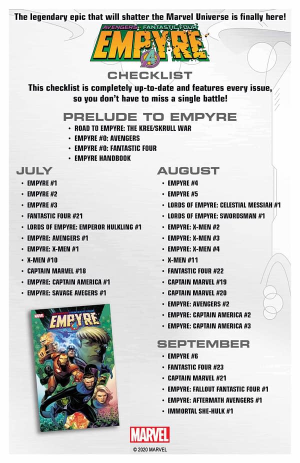 Empyre: A Complete New Checklist And Schedule from Marvel Comics,