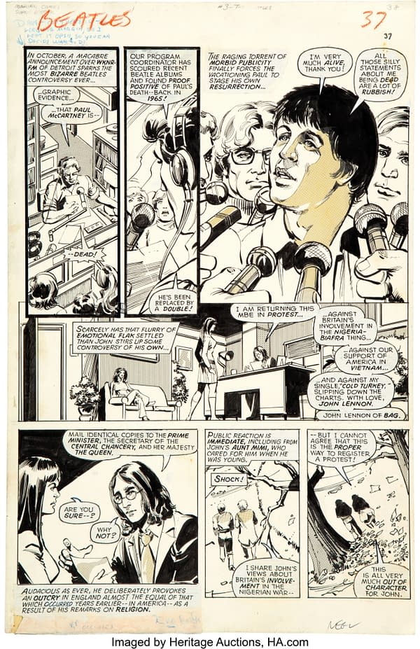 Entire George Pérez & Klaus Janson Marvel Beatles Comic Art At Auction