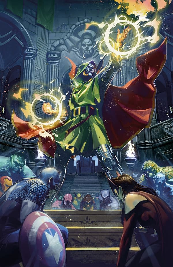 Cover image for ONE WORLD UNDER DOOM #1 BEN HARVEY VIRGIN VARIANT