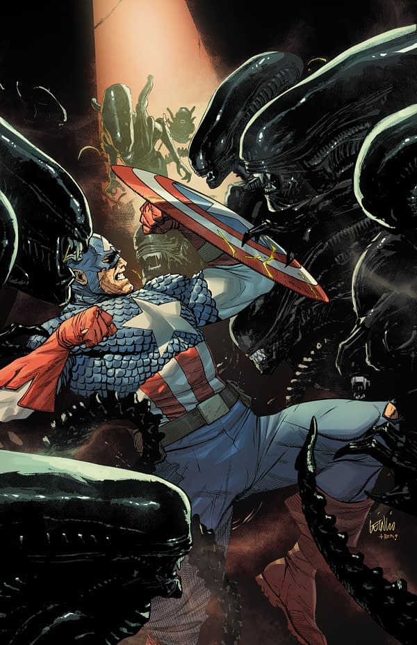 Cover image for ALIEN VS. CAPTAIN AMERICA #1 LEINIL YU VIRGIN VARIANT