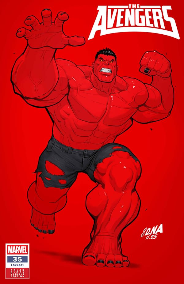 Cover image for AVENGERS #35 DAVID NAKAYAMA COLOR BLOCK RED VARIANT