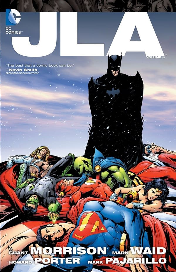 The cover of JLA: Tower of Babel by Grant Morrison, Mark Waid, Howard Porter, and Mark Pajarillo.