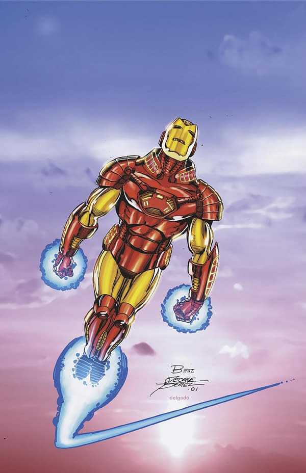 Cover image for INVINCIBLE IRON MAN 8 GEORGE PEREZ VIRGIN VARIANT