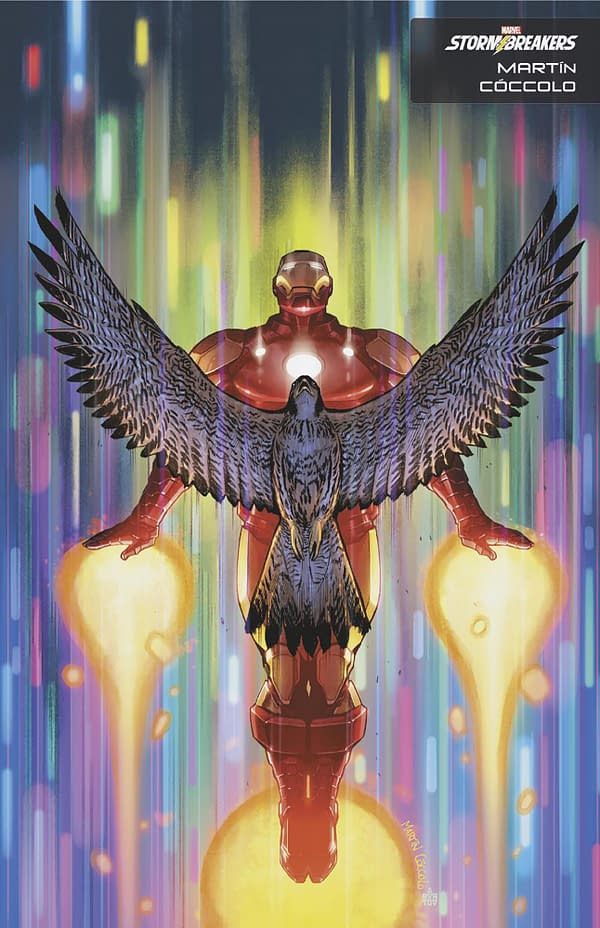 Cover image for INVINCIBLE IRON MAN 9 MARTIN COCCOLO STORMBREAKERS VARIANT [FALL]